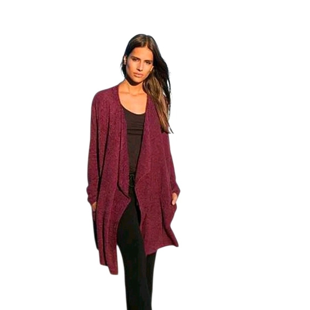 Barefoot Dreams Size S/M Red Cozy Chic Ultra Lite Open Front Cardigan Sweater